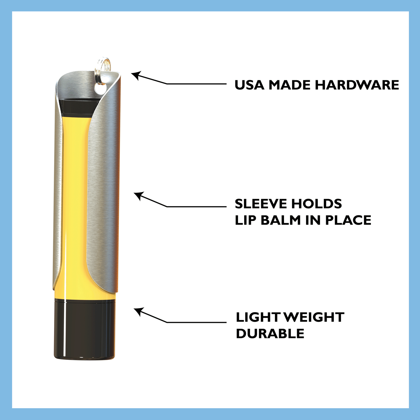 Laser Marked Lip balm Keychain USA Made from Stainless Steel