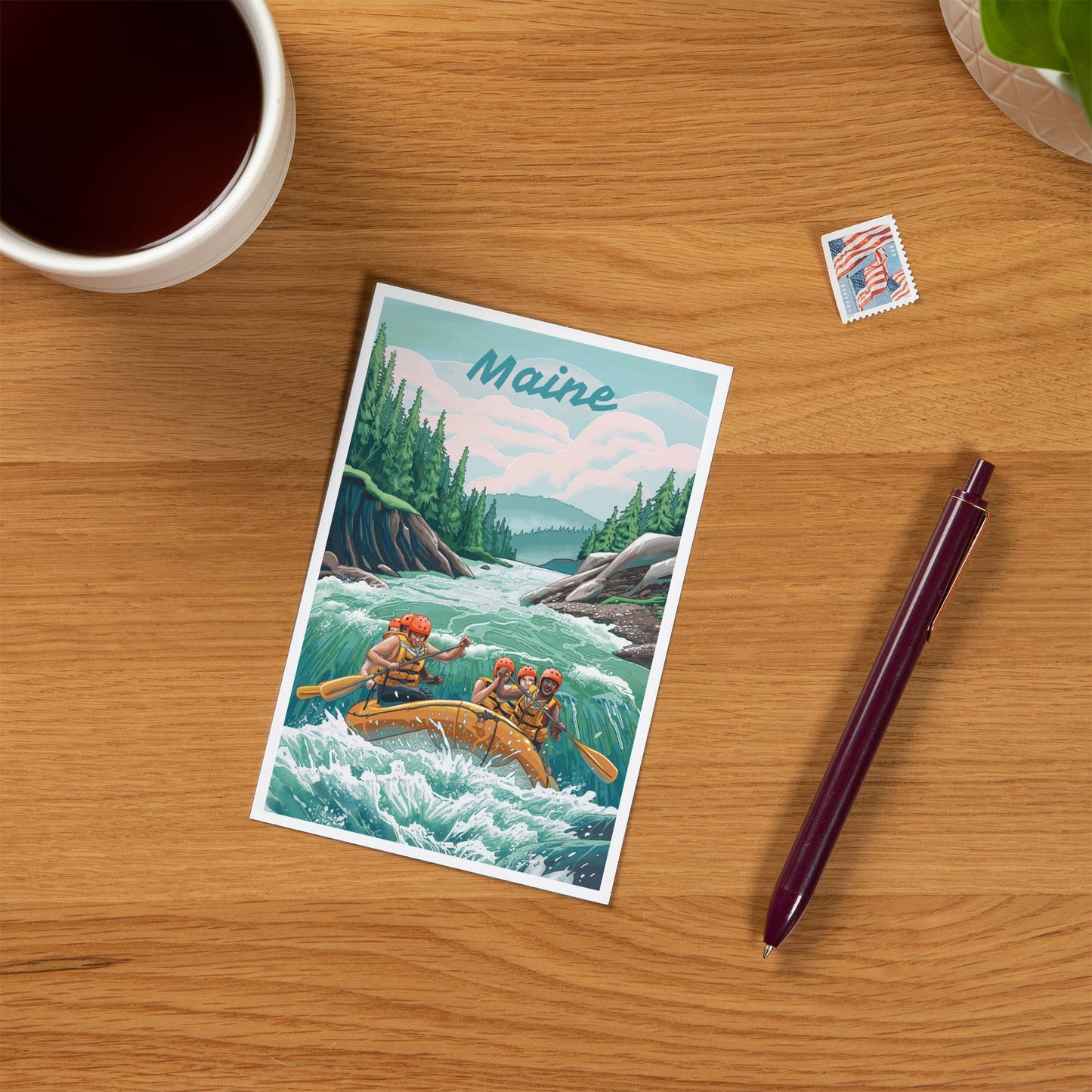 Postcard - Maine - Seek Adventure, River Rafting