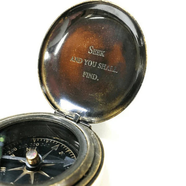 Compass - Push Button Compass With Leather Pouch