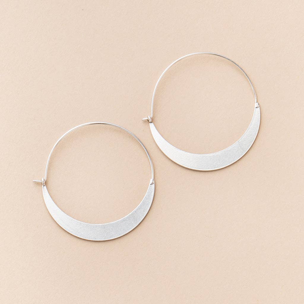 Earrings - Crescent Hoop/Sterling Silver
