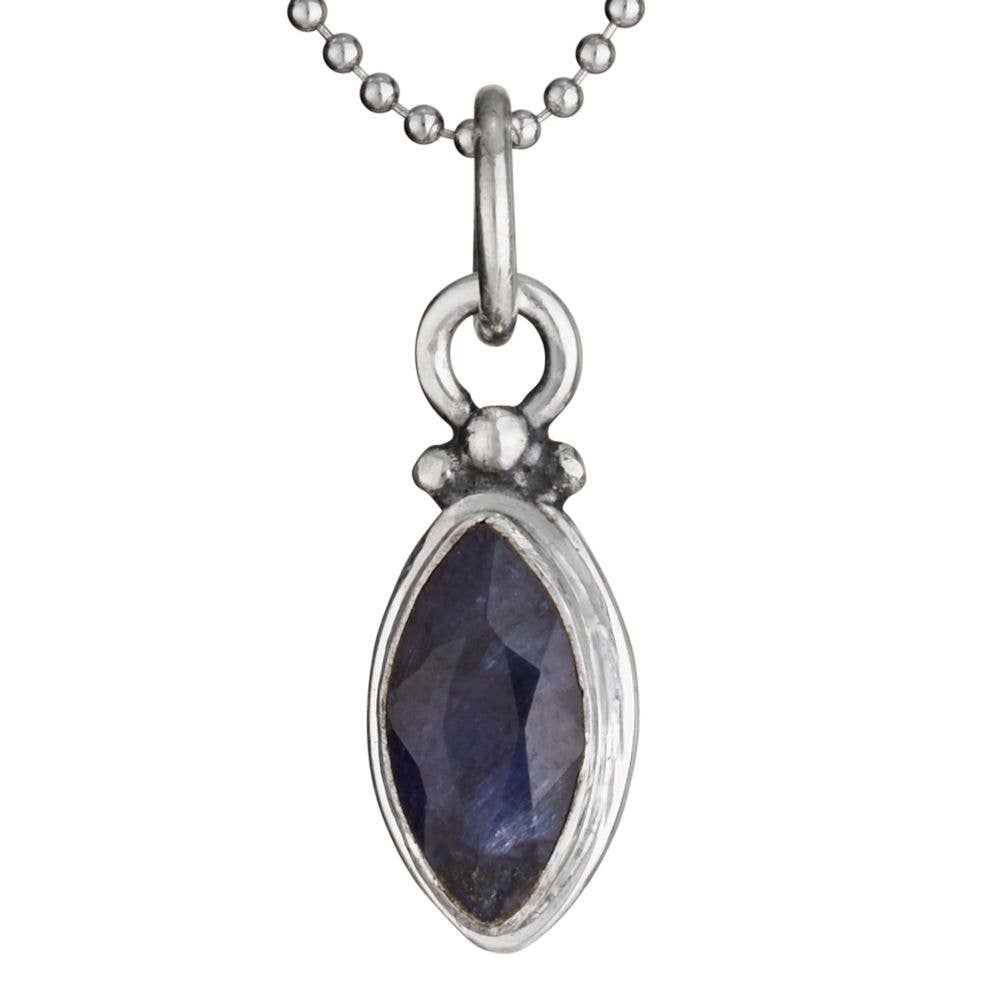 September Birthstone Sapphire Sterling Silver Necklace