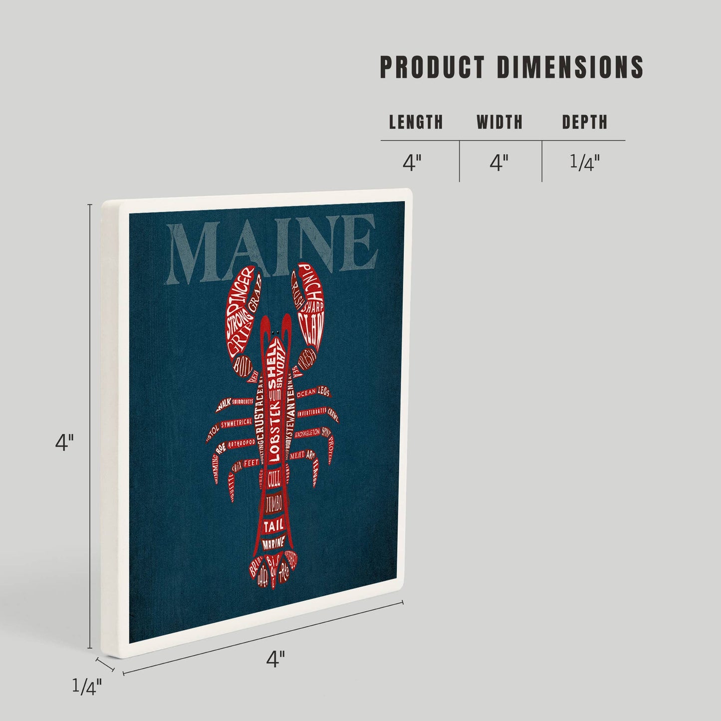 Coaster - Ceramic - Maine - Red Lobster Typography