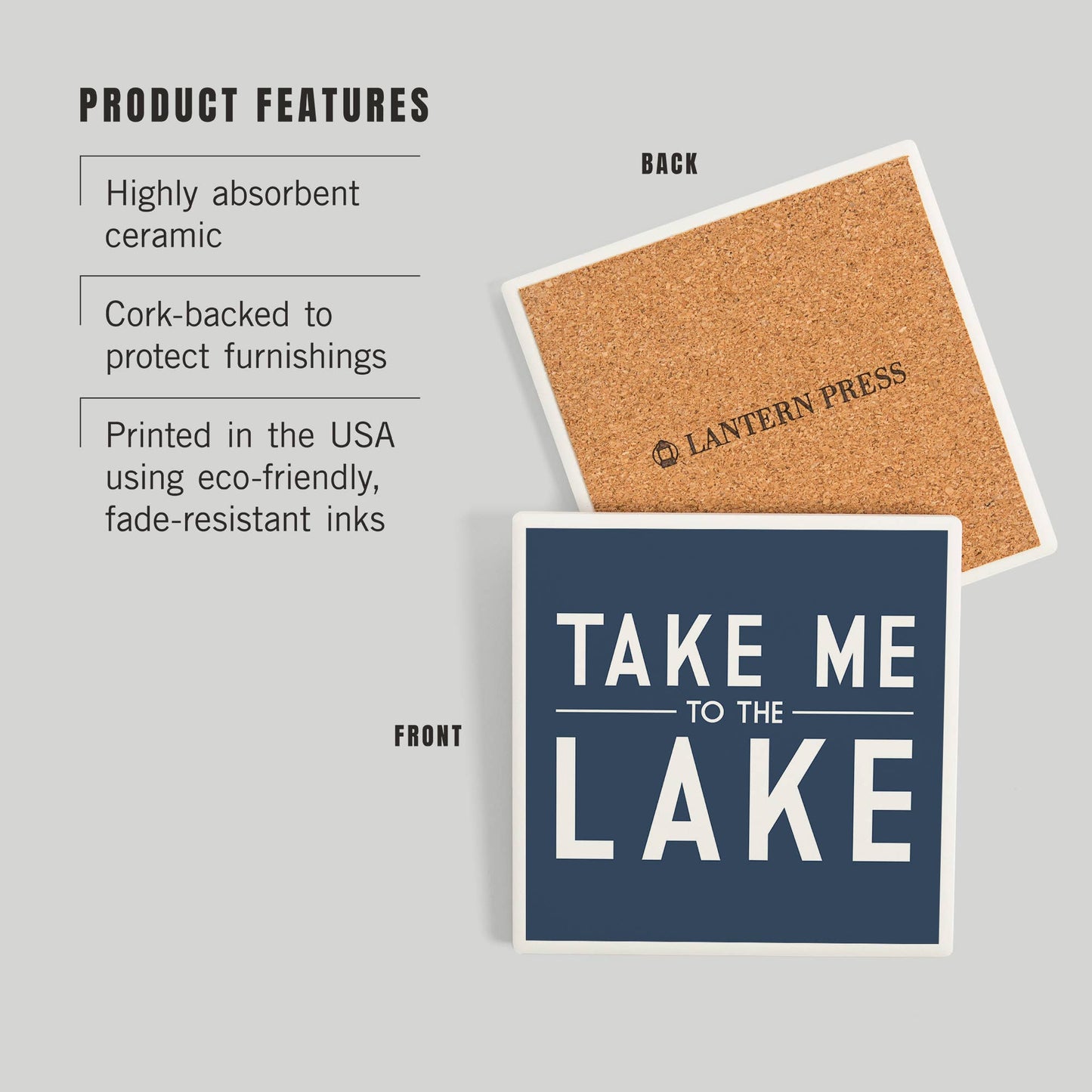 Coaster - Ceramic - Maine - Take Me to the Lake, Simply Said (Navy)