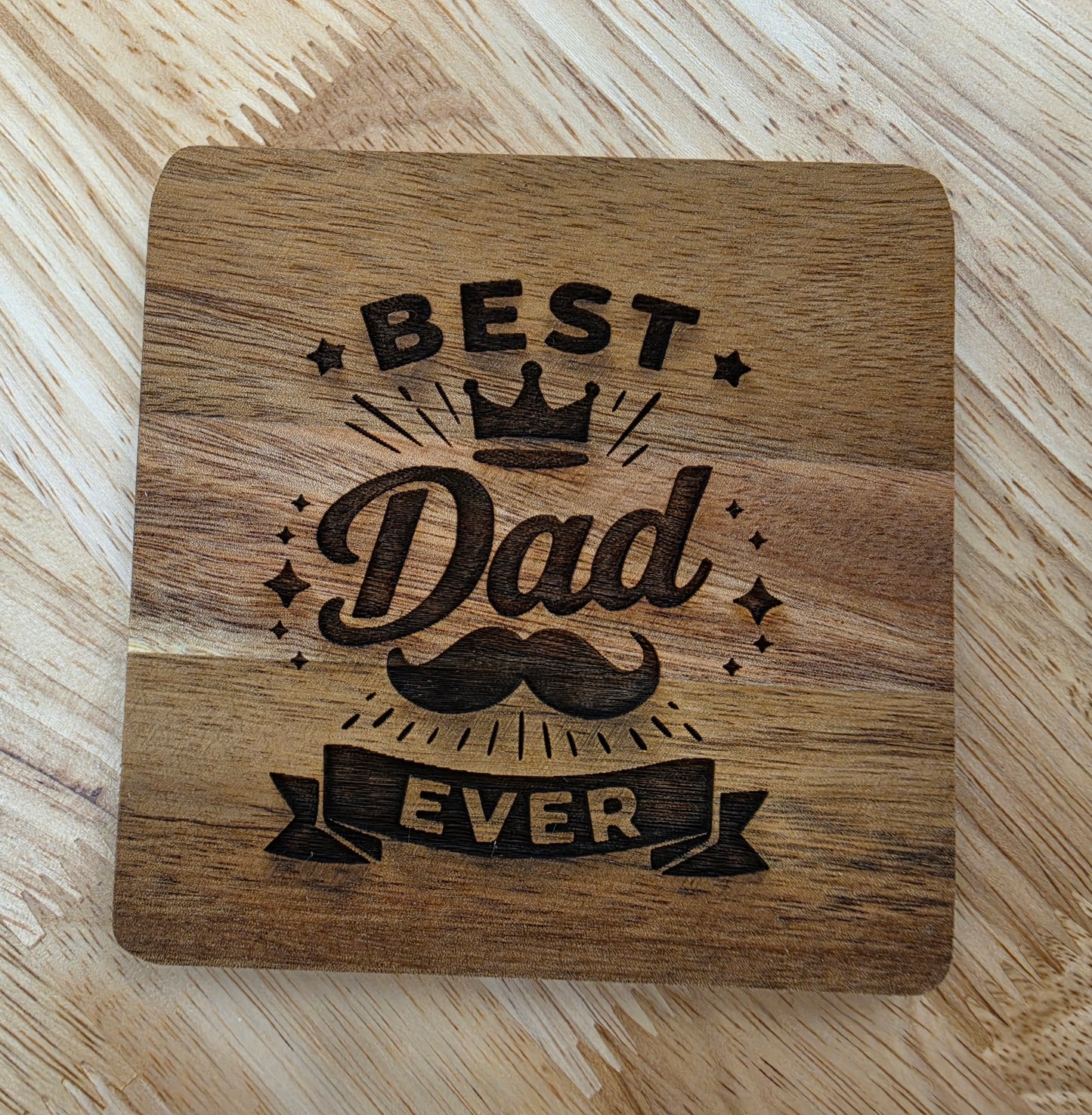 Acacia Wood Coaster Engraved (Set of 4)