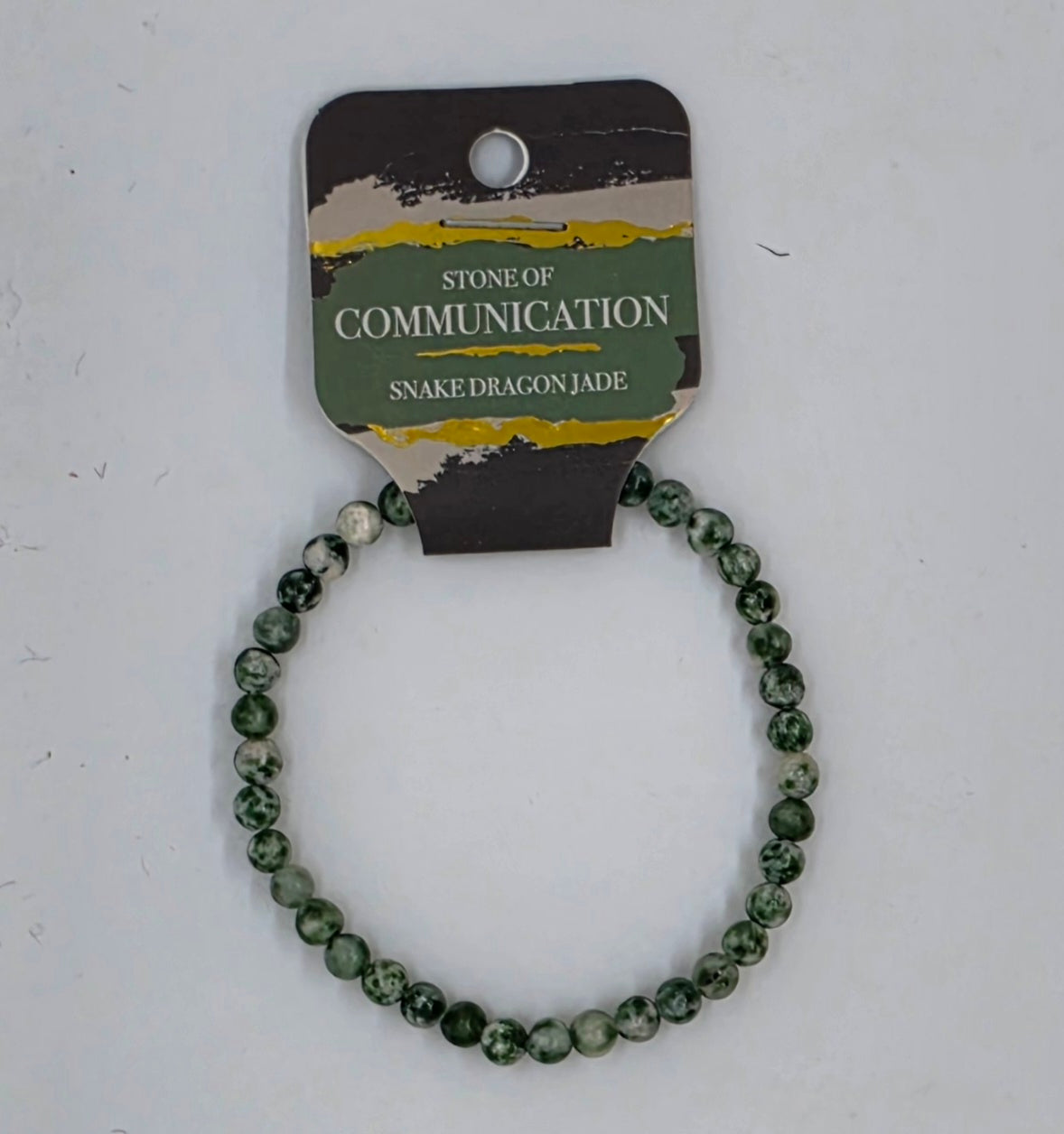 4 mm. Snake Dragon Jade - (Communication) Stretch Bracelet