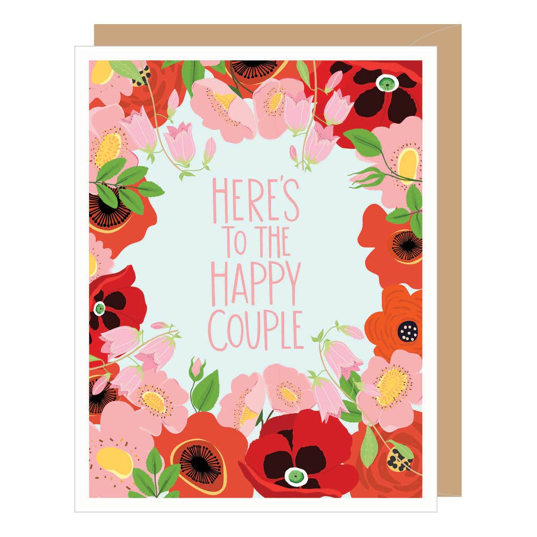 Card - Wedding / Engagement - Happy Couple Floral