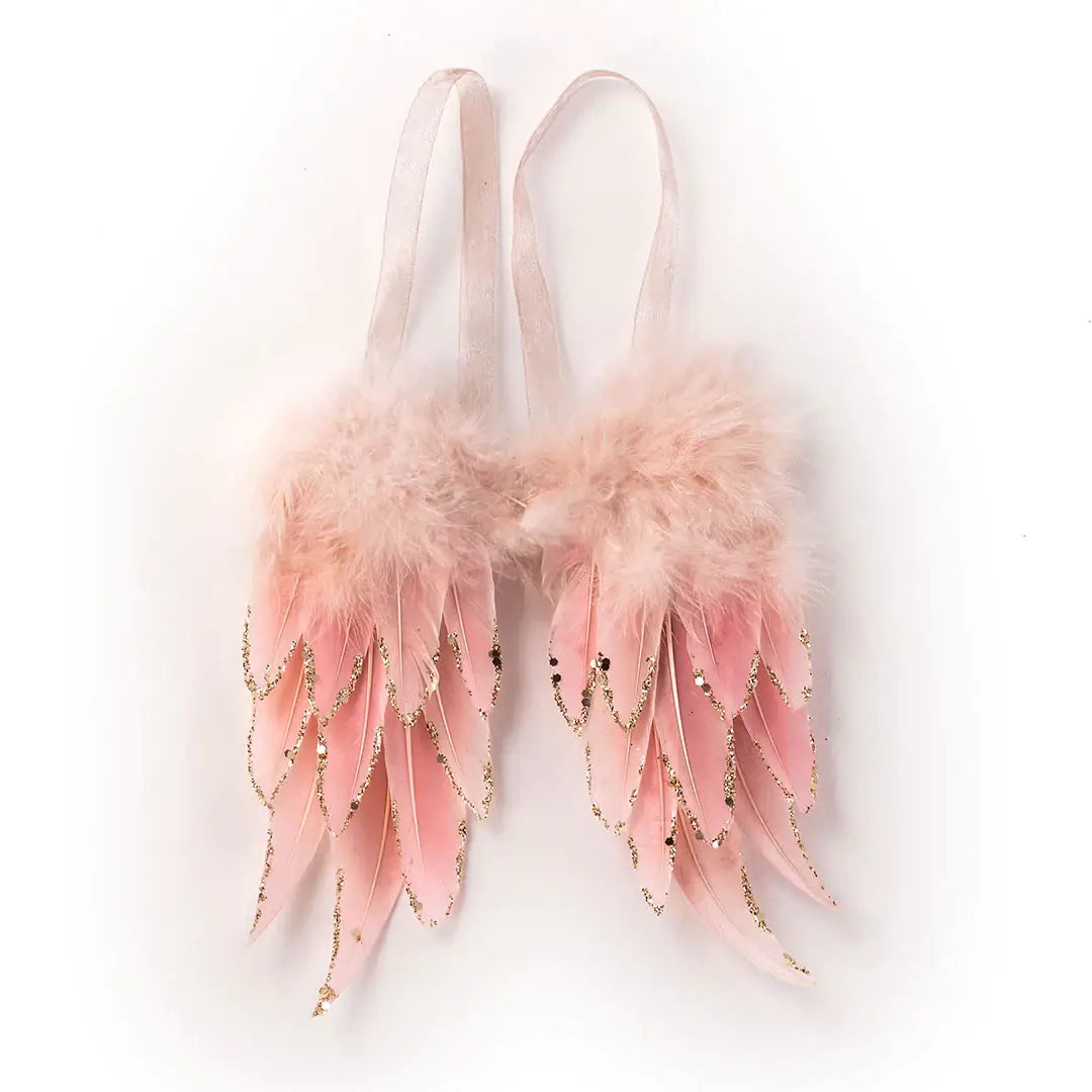 Small Pink Feather Angel Wing Ornament