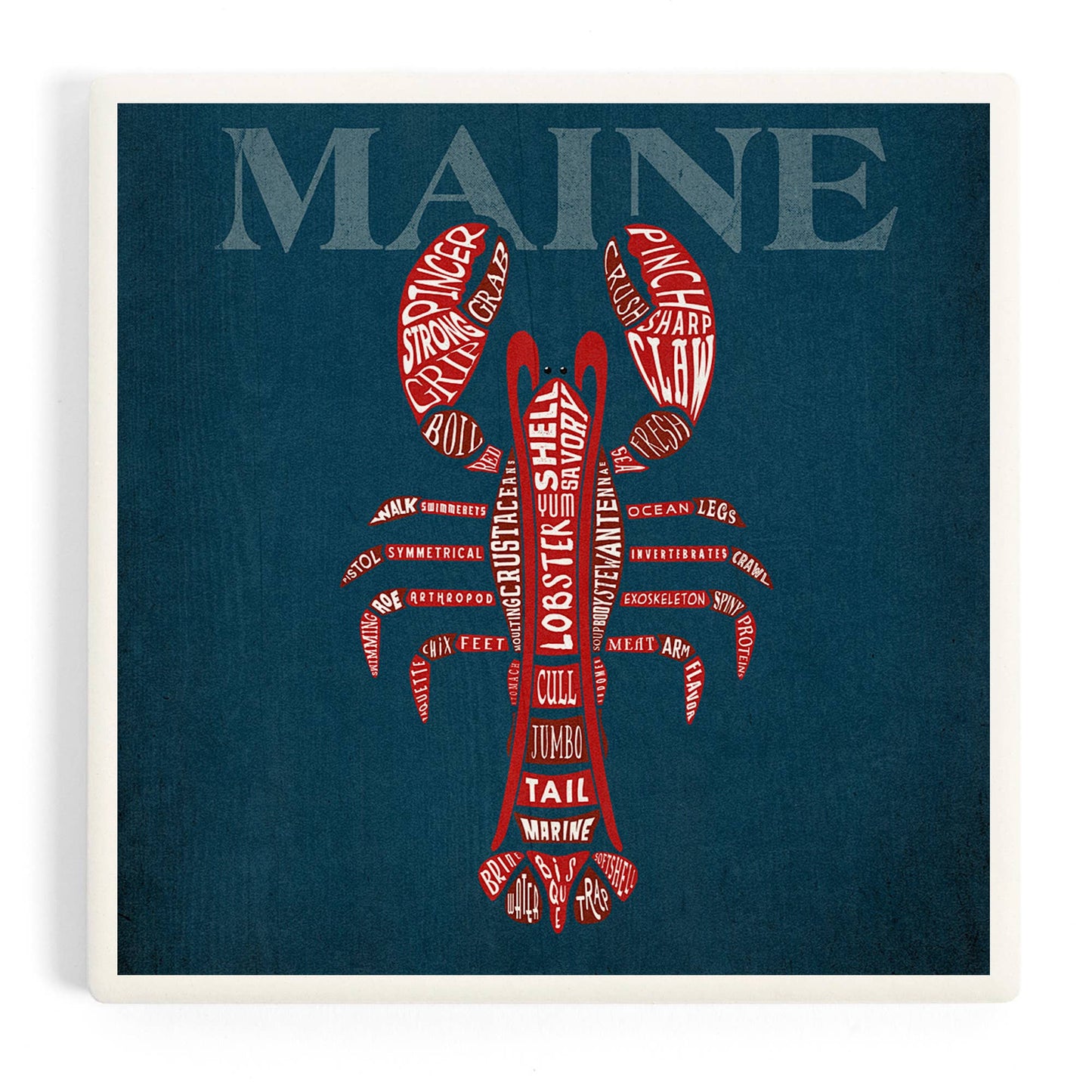 Coaster - Ceramic - Maine - Red Lobster Typography