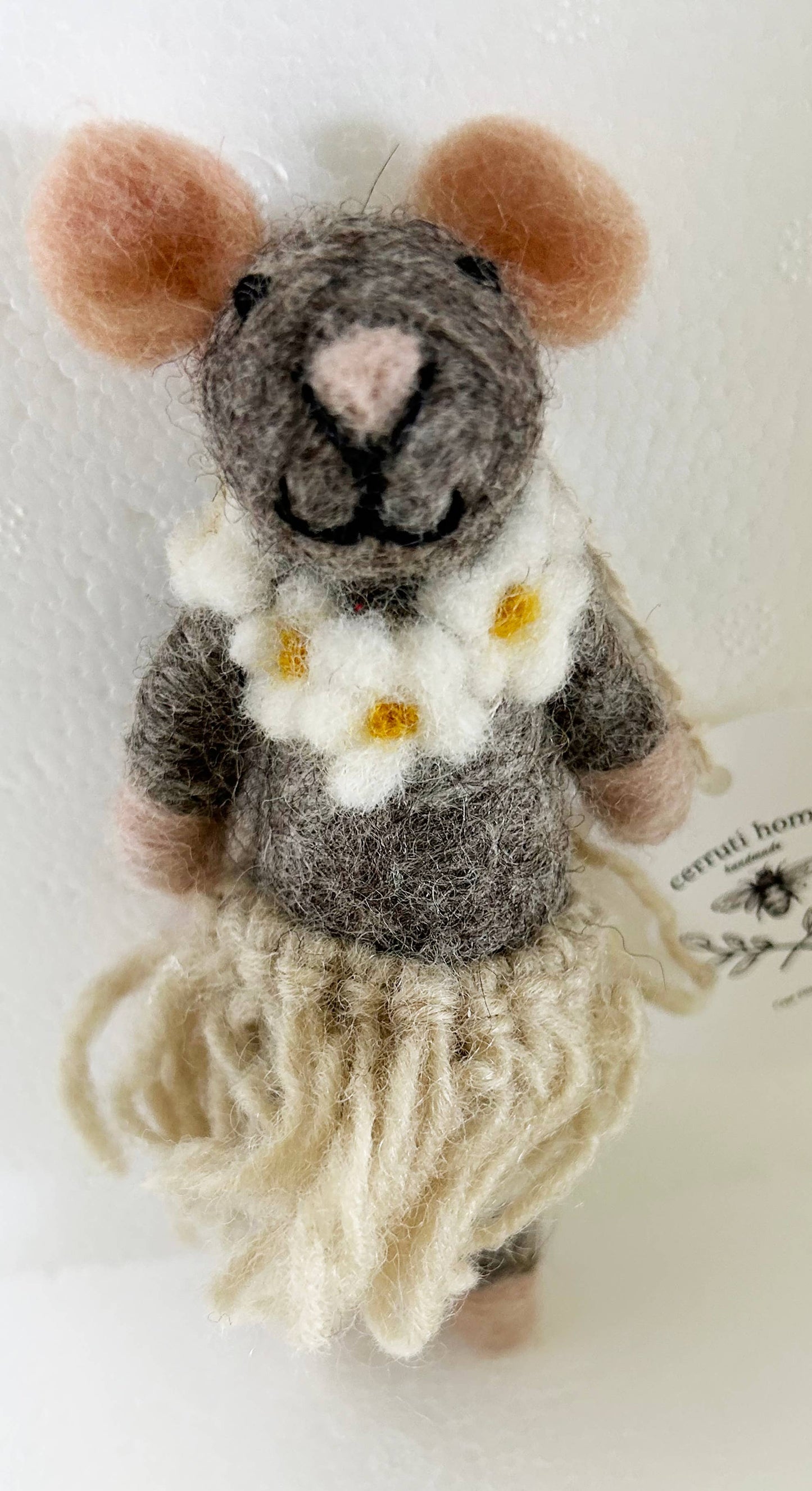 Handmade Felted Wool "Hula Mouse Leia" Ornament