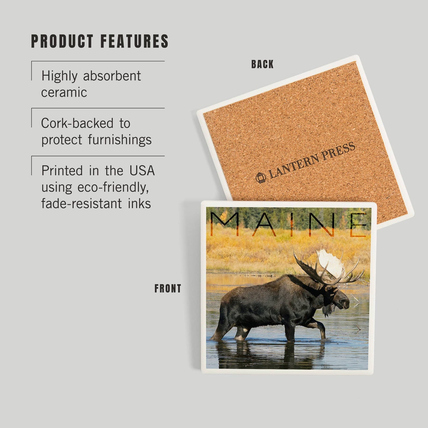 Coaster - Ceramic - Maine - Bull Moose in River