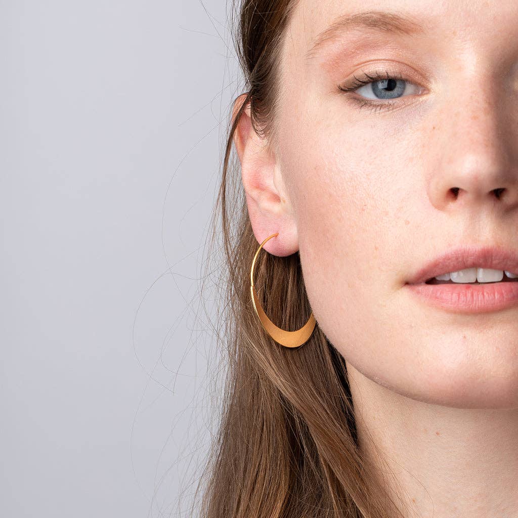 Earrings- Crescent Hoop/Gold Vermeil