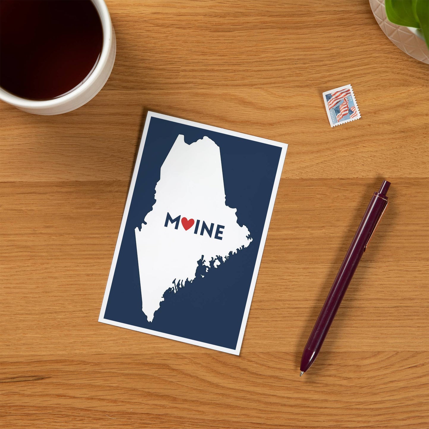 Postcard - Maine - Home State w/ Red Heart