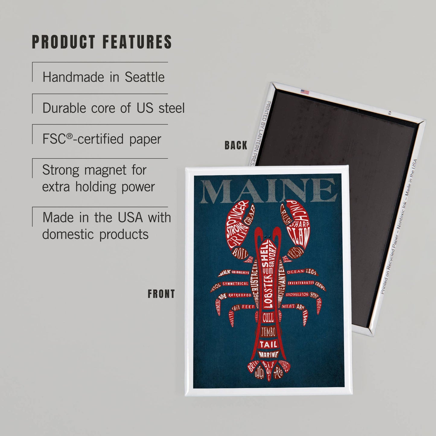 Magnet - Maine - Red Lobster Typography