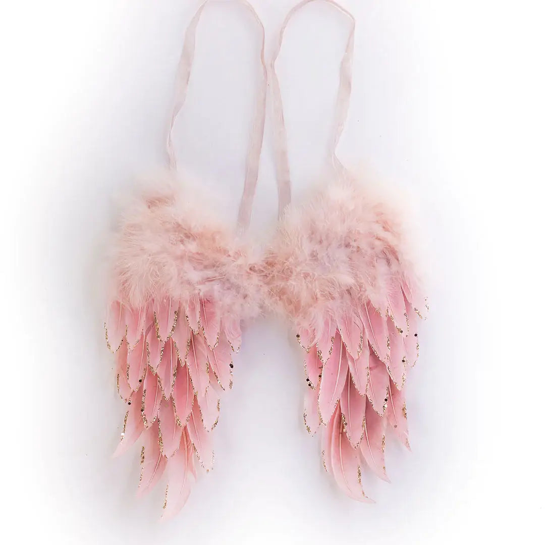 Medium Pink Feather Angel Wing Ornament