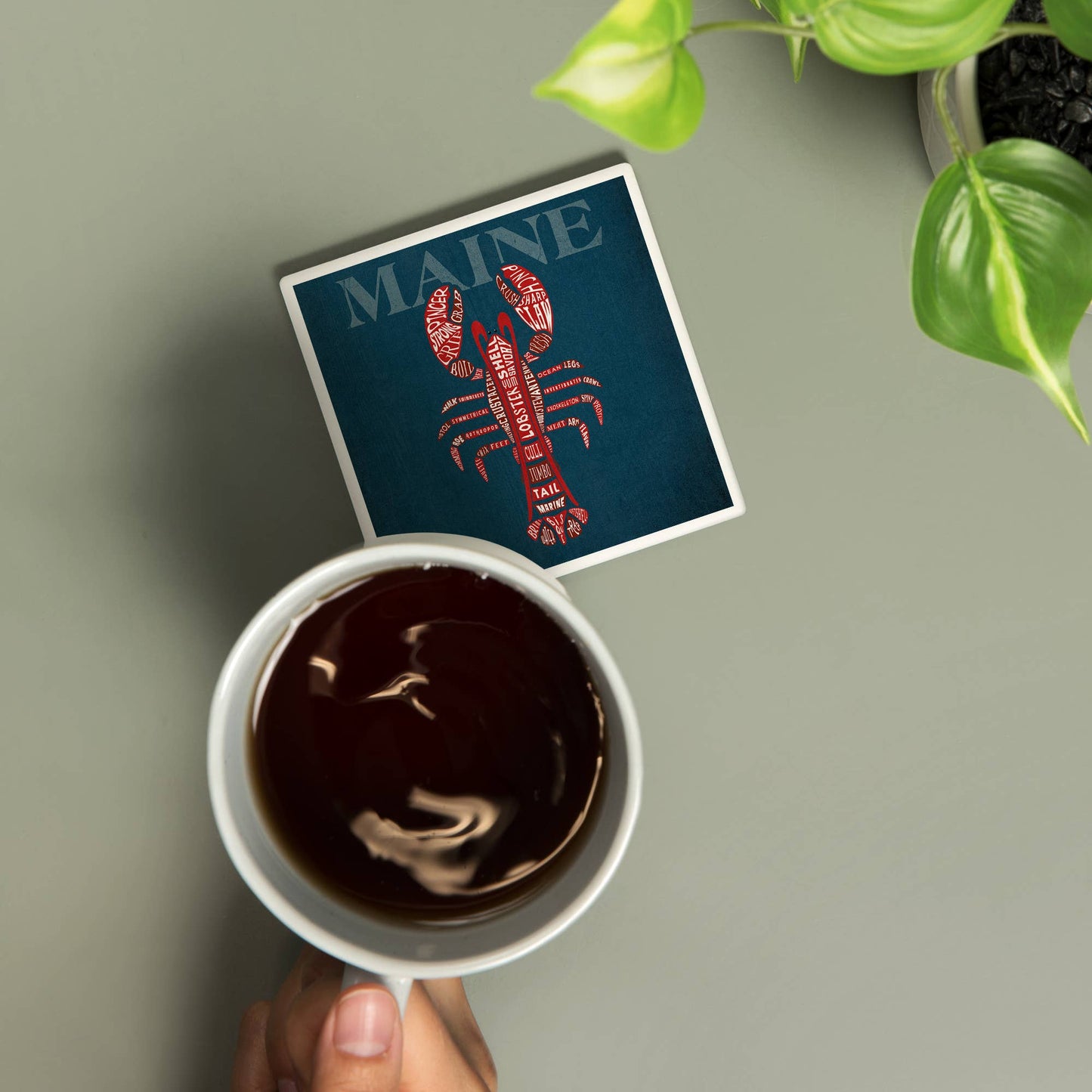 Coaster - Ceramic - Maine - Red Lobster Typography