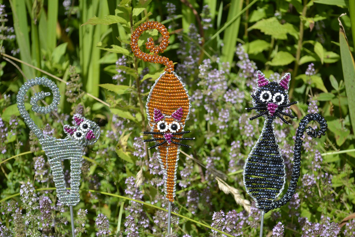 Beaded - Pot Stake - Cat