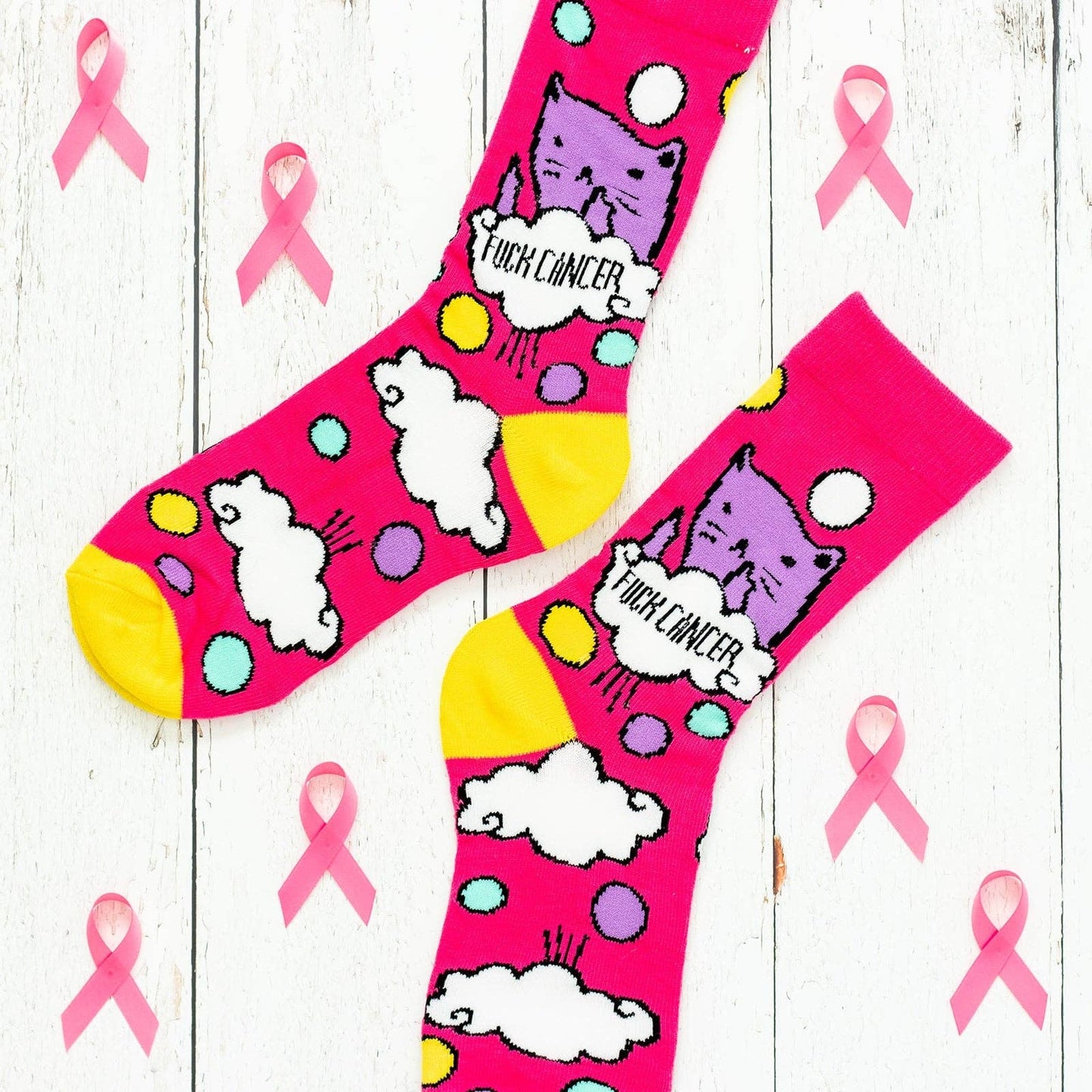 Lavley - Bad Kitty "F%ck Cancer" Socks