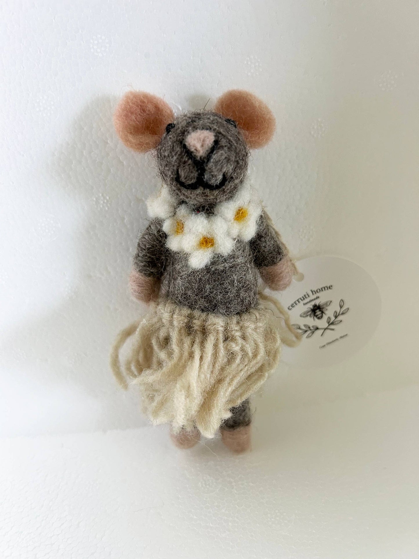 Handmade Felted Wool "Hula Mouse Leia" Ornament