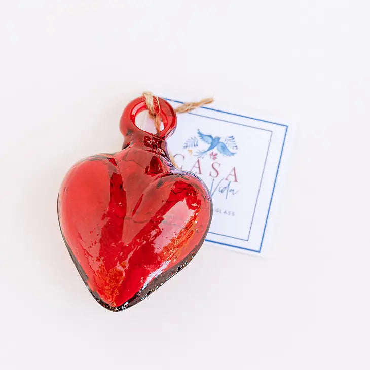 Blown Glass Heart - Red - Mini