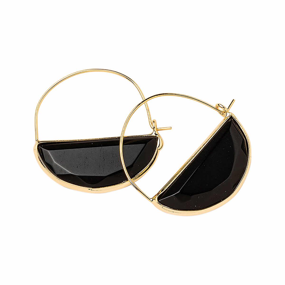 Earrings - Stone Prism Hoops