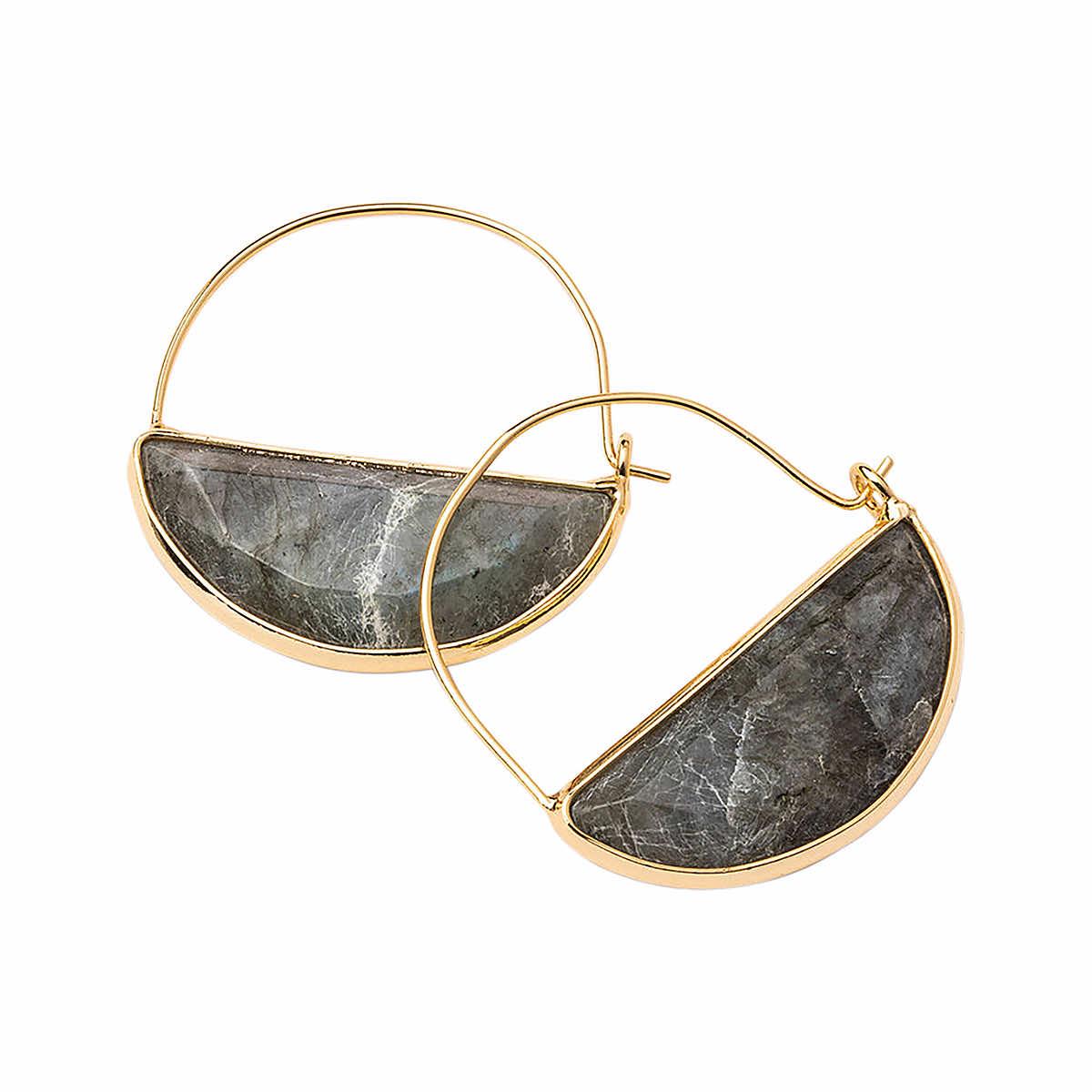 Earrings - Stone Prism Hoops