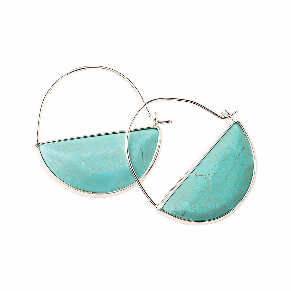 Earrings - Stone Prism Hoops