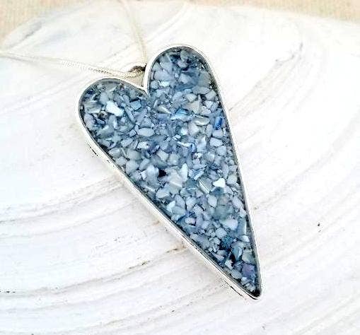 Necklace - Silver dipped Elongated Heart