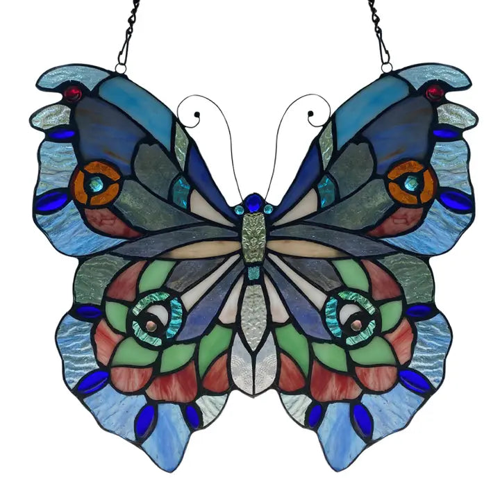 Stained Glass - Purple, Blue & Red Butterfly