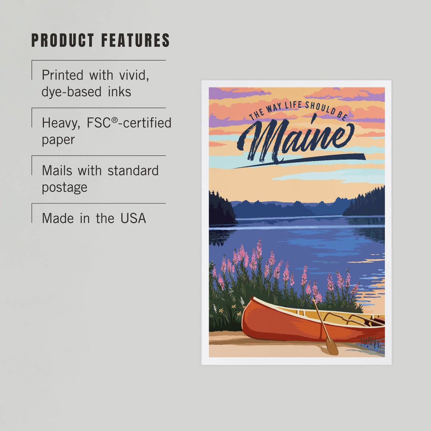 Postcard - Maine - The Way Life Should Be Canoe