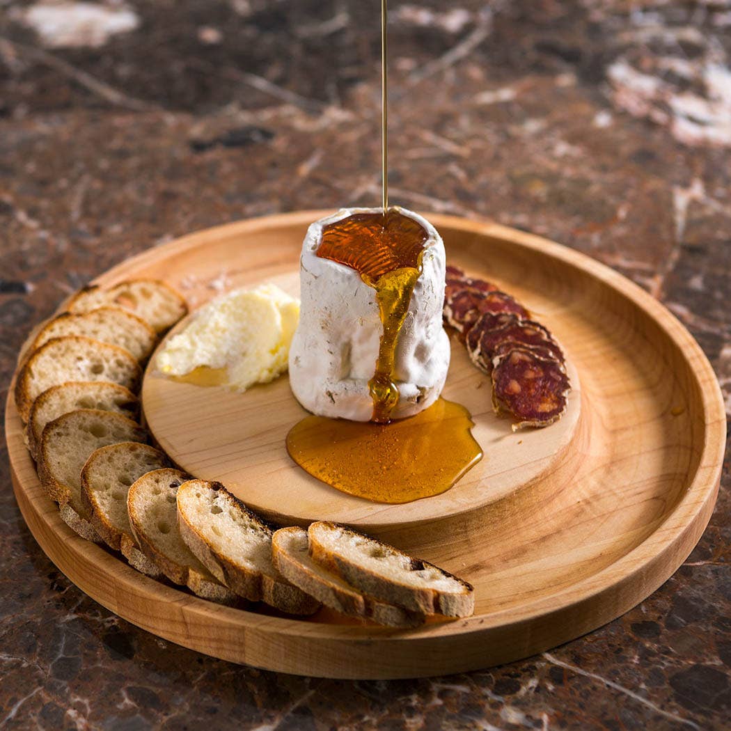 Maple Round Cheese Board with Cracker Groove