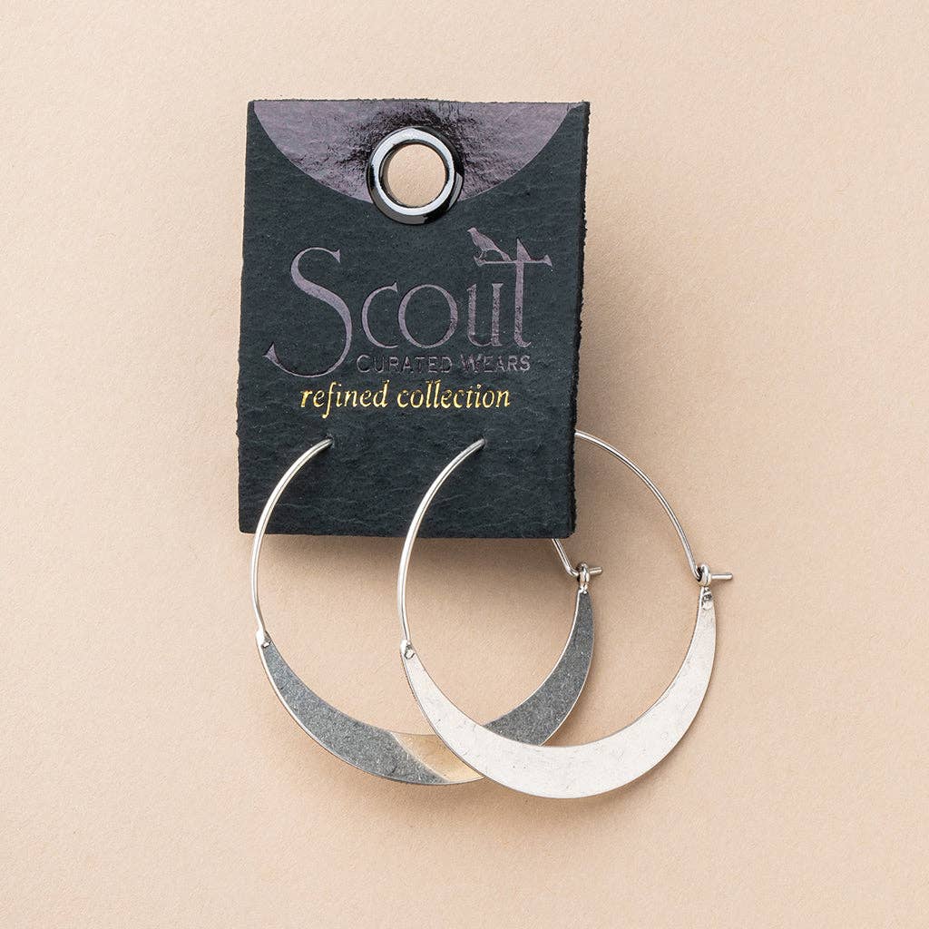 Earrings - Crescent Hoop/Sterling Silver