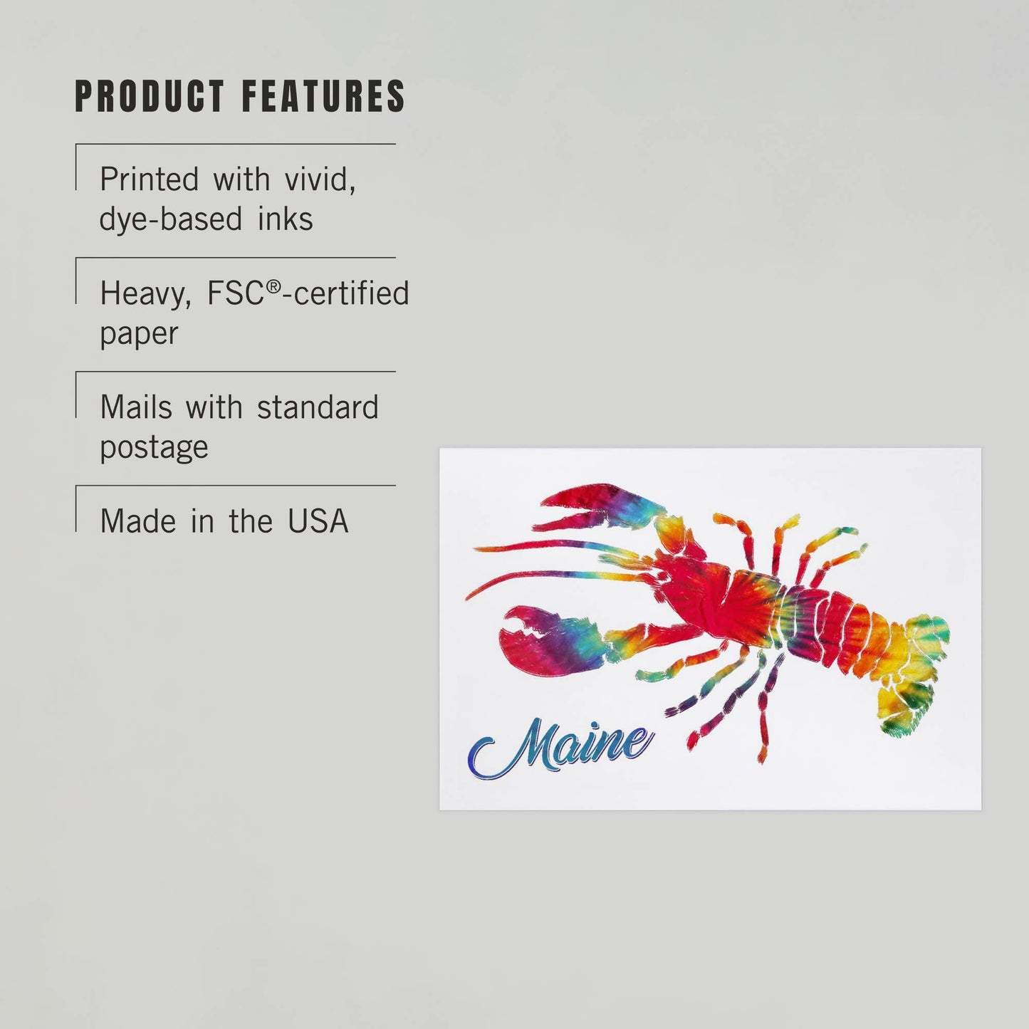 Postcard - Maine - Lobster, Tie Dye