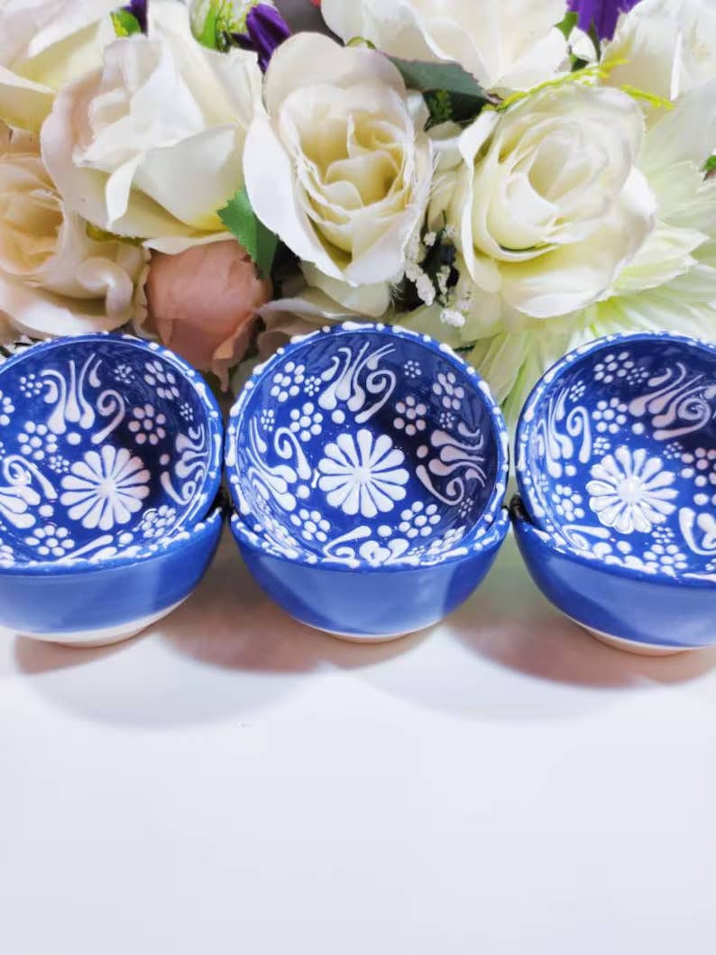 Bowl - Blue Motiff Assorted Moroccan Pottery