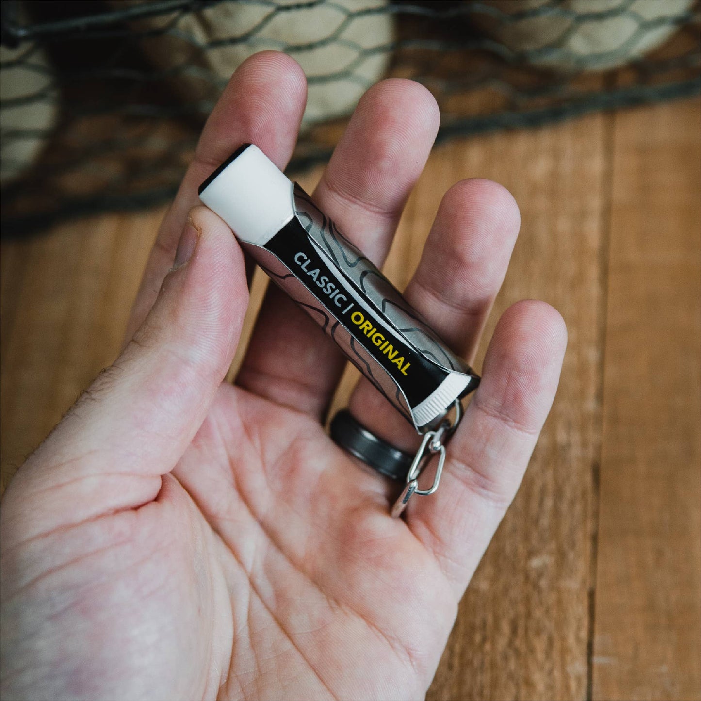 Laser Marked Lip balm Keychain USA Made from Stainless Steel