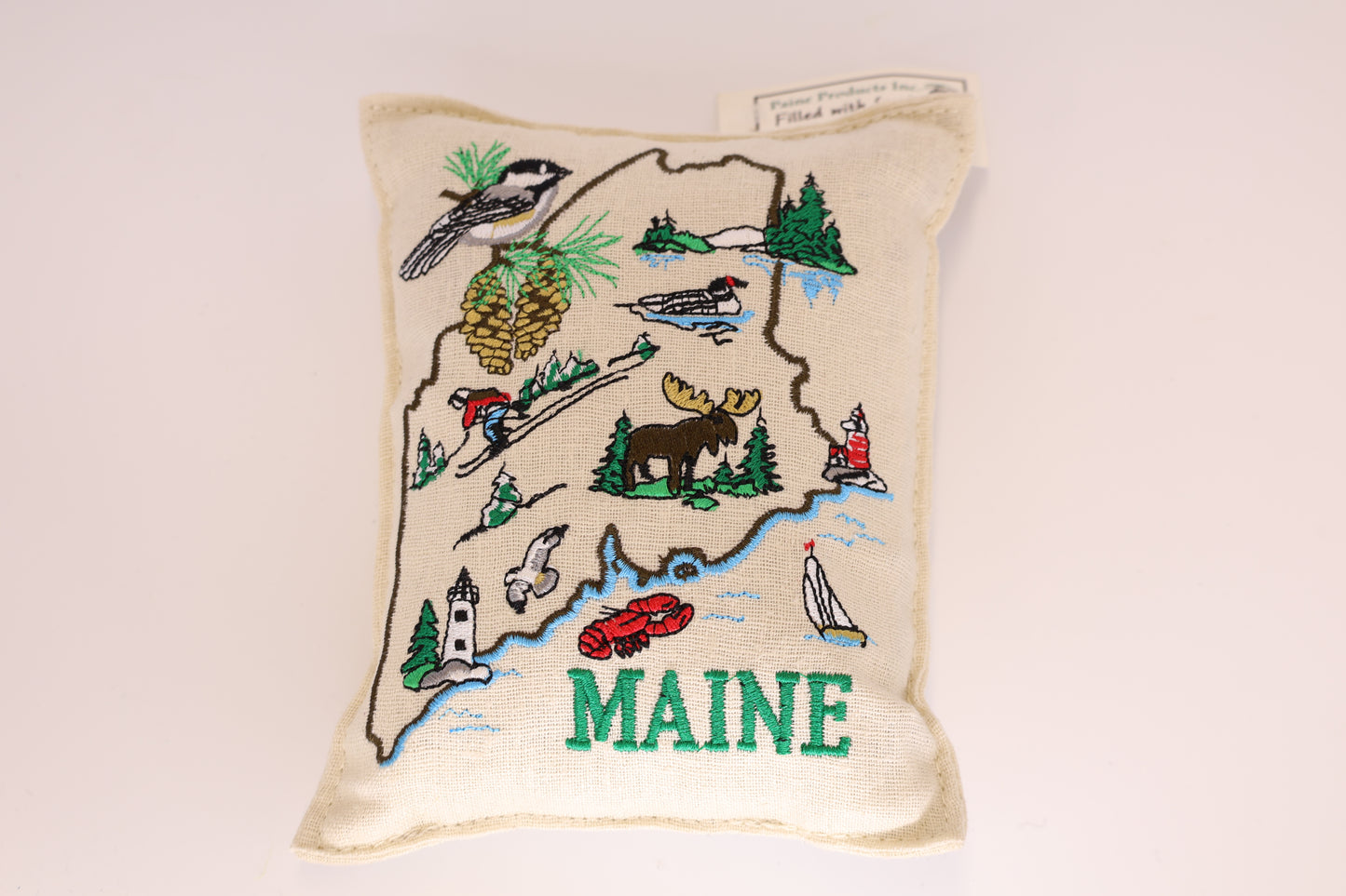 Pillow - Embroidered Balsam Maine Map