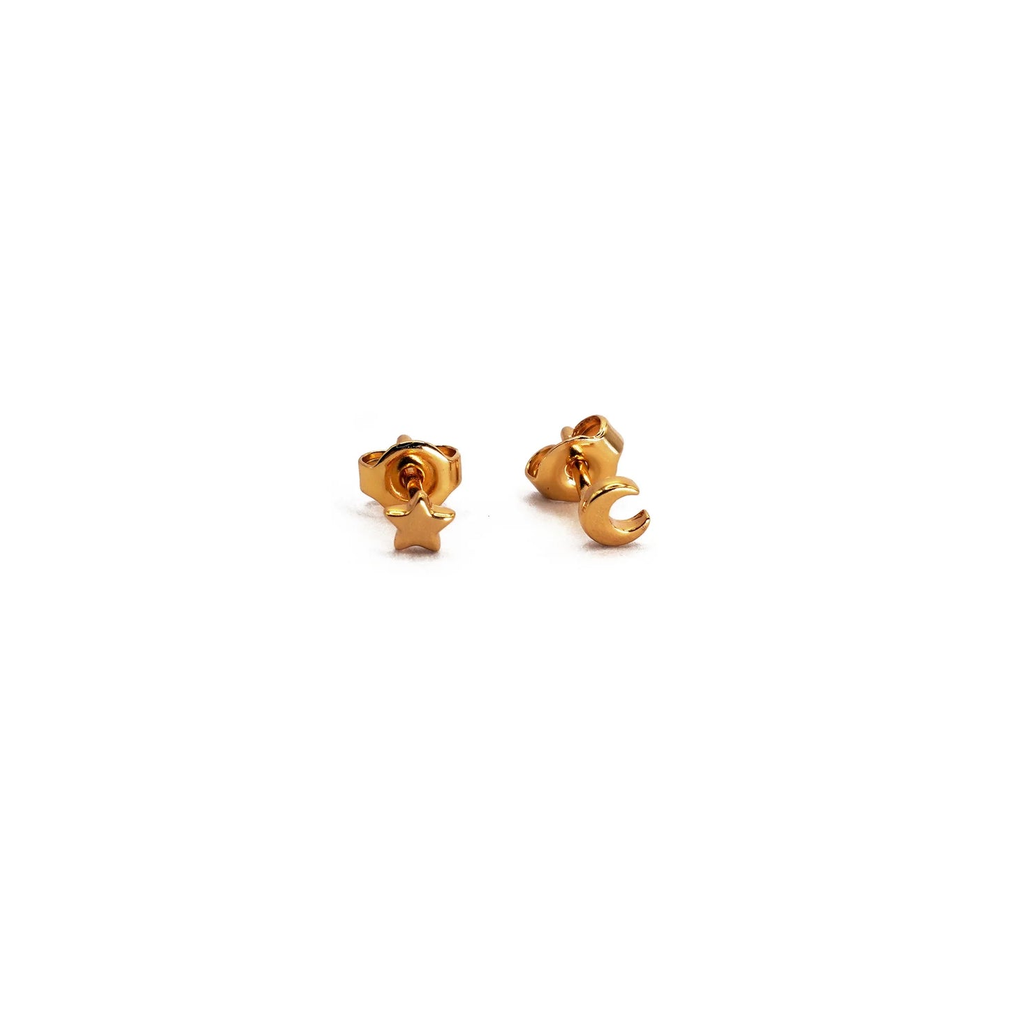 Earrings - Tiny Star & Moon Stud