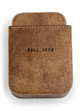 Playing Cards - Brown Leather Card Case with Cards