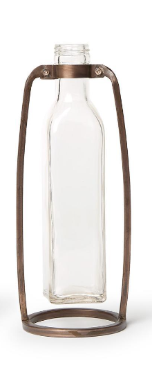 Glass Bottle Vase with Metal Stand