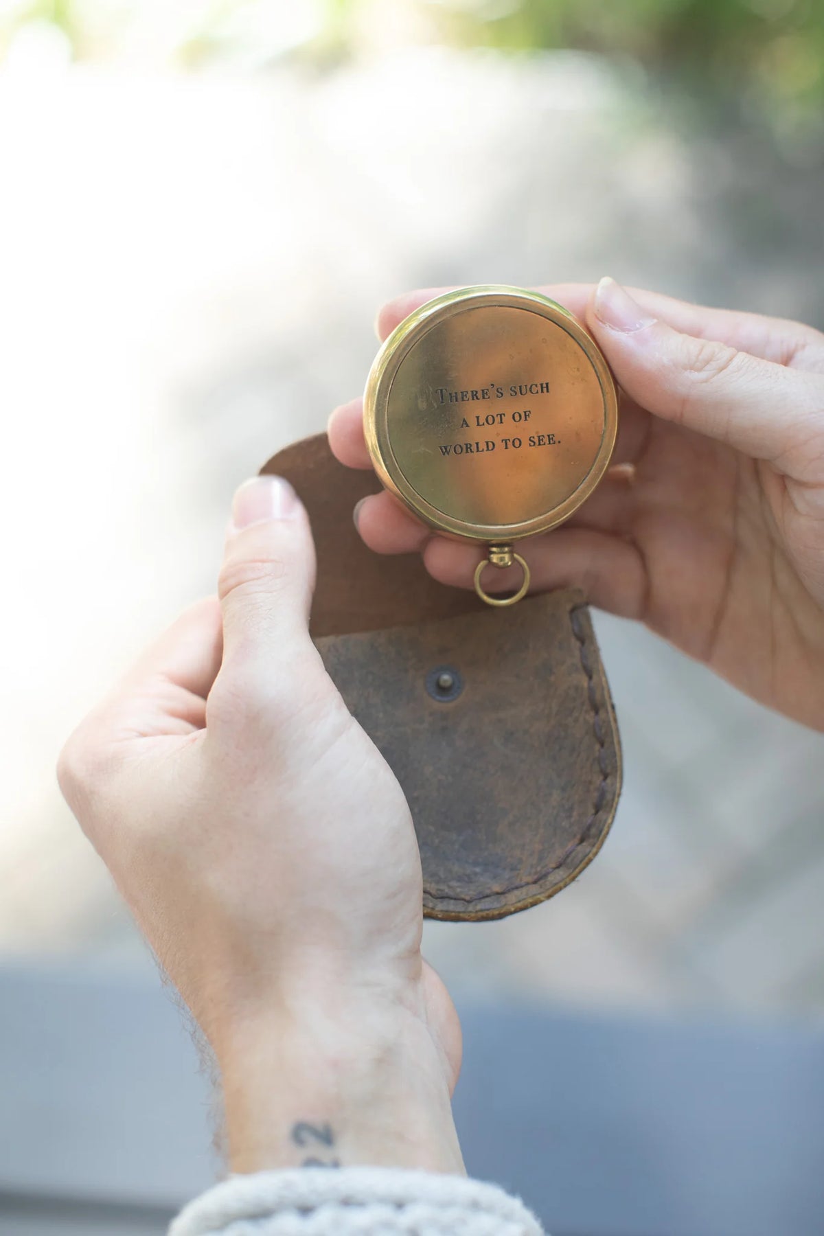Compass - Leather Pouch - There's Such A Lot of World to See