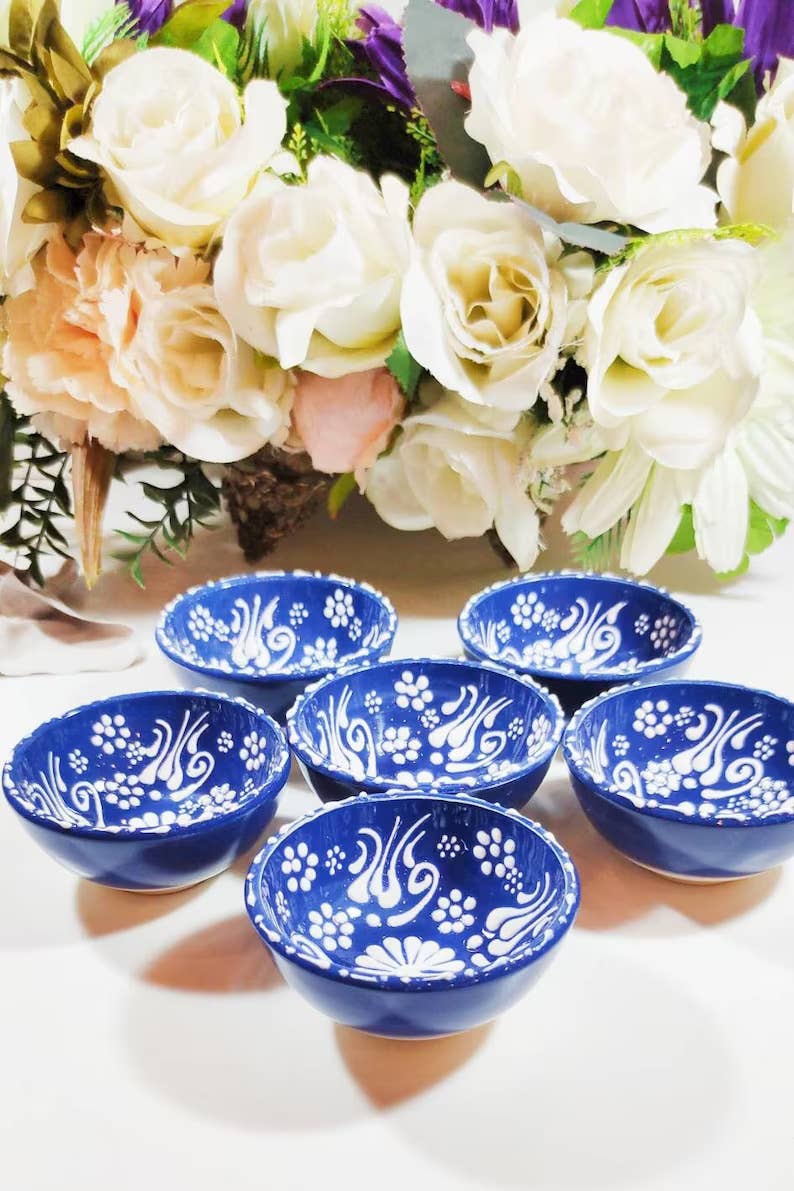 Bowl - Blue Motiff Assorted Moroccan Pottery