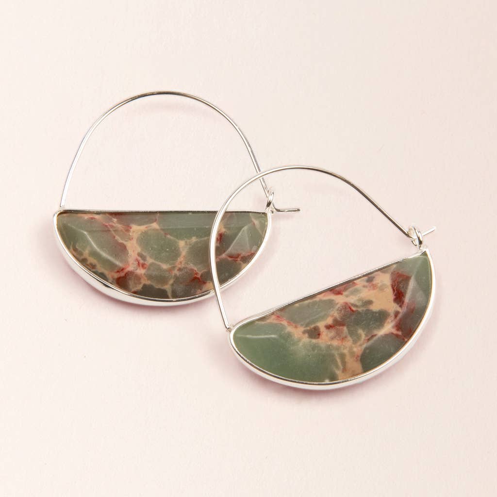 Earrings - Stone Prism Hoop - Aqua Terra/Silver