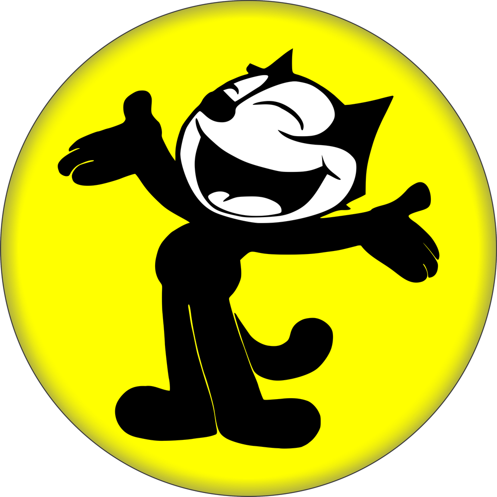 Button - Felix The Cat - Posing On Yellow