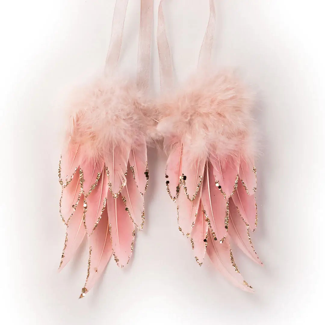 Small Pink Feather Angel Wing Ornament