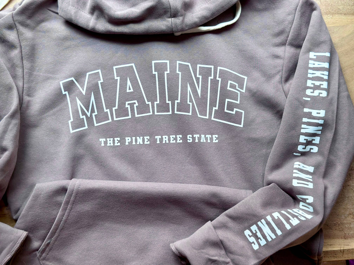 Sweatshirt - MAINE The Pine Tree State Hooded - Forest Green