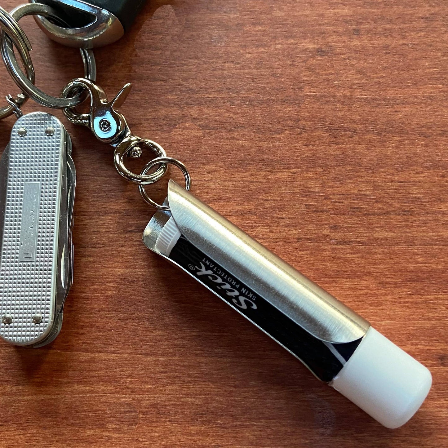 Laser Marked Lip balm Keychain USA Made from Stainless Steel