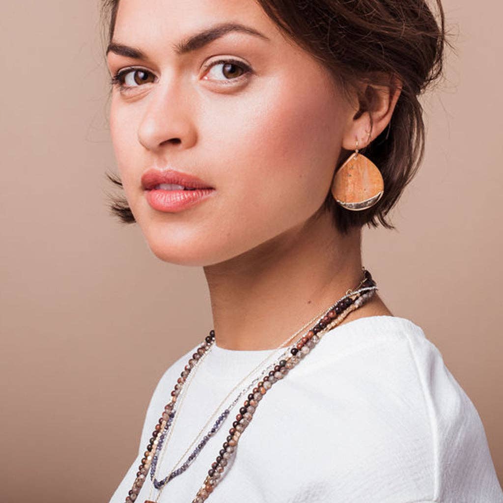 Stone Dipped Teardrop Earring - Picasso Jasper/Silver