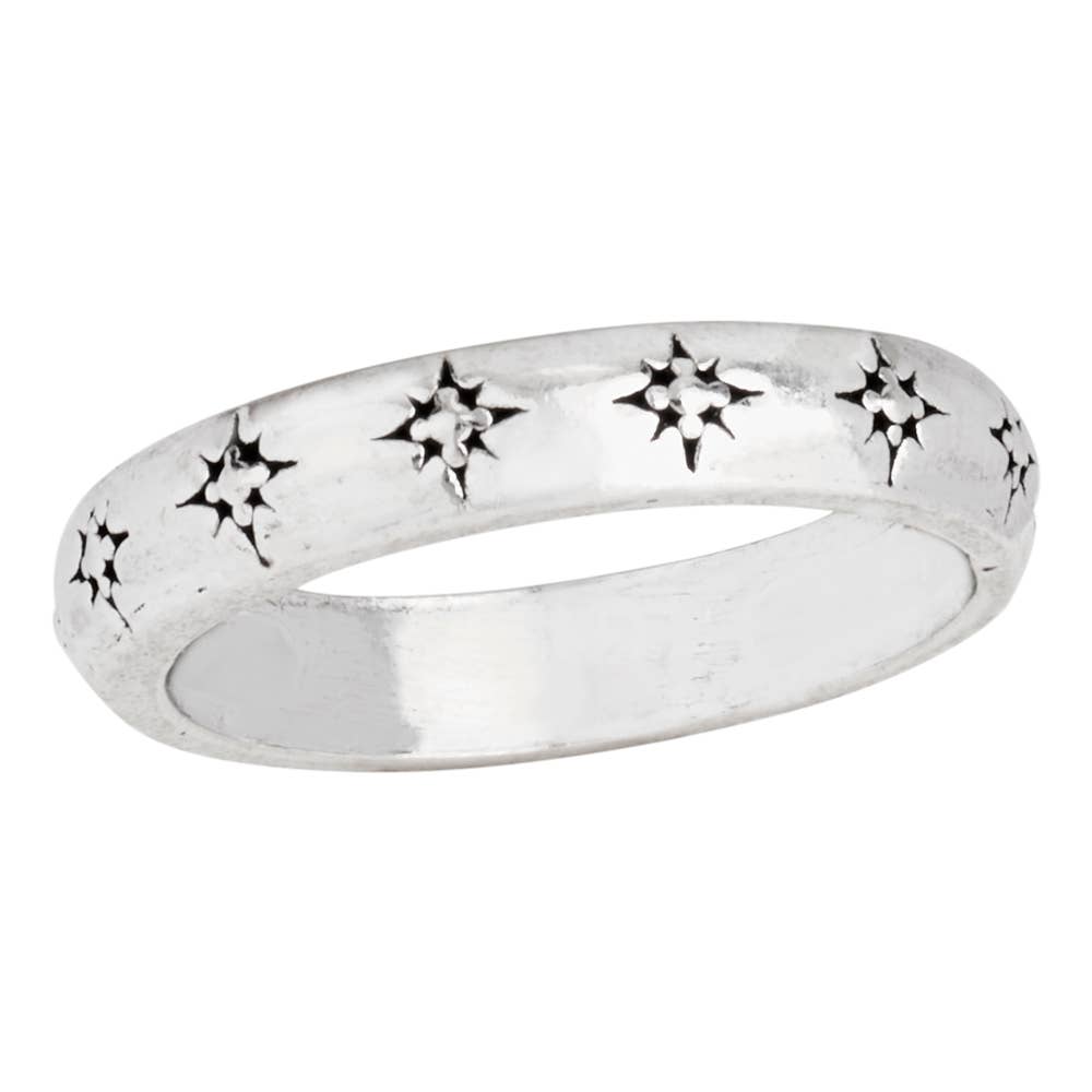 Many Shiny Stars Sterling Silver Band Ring