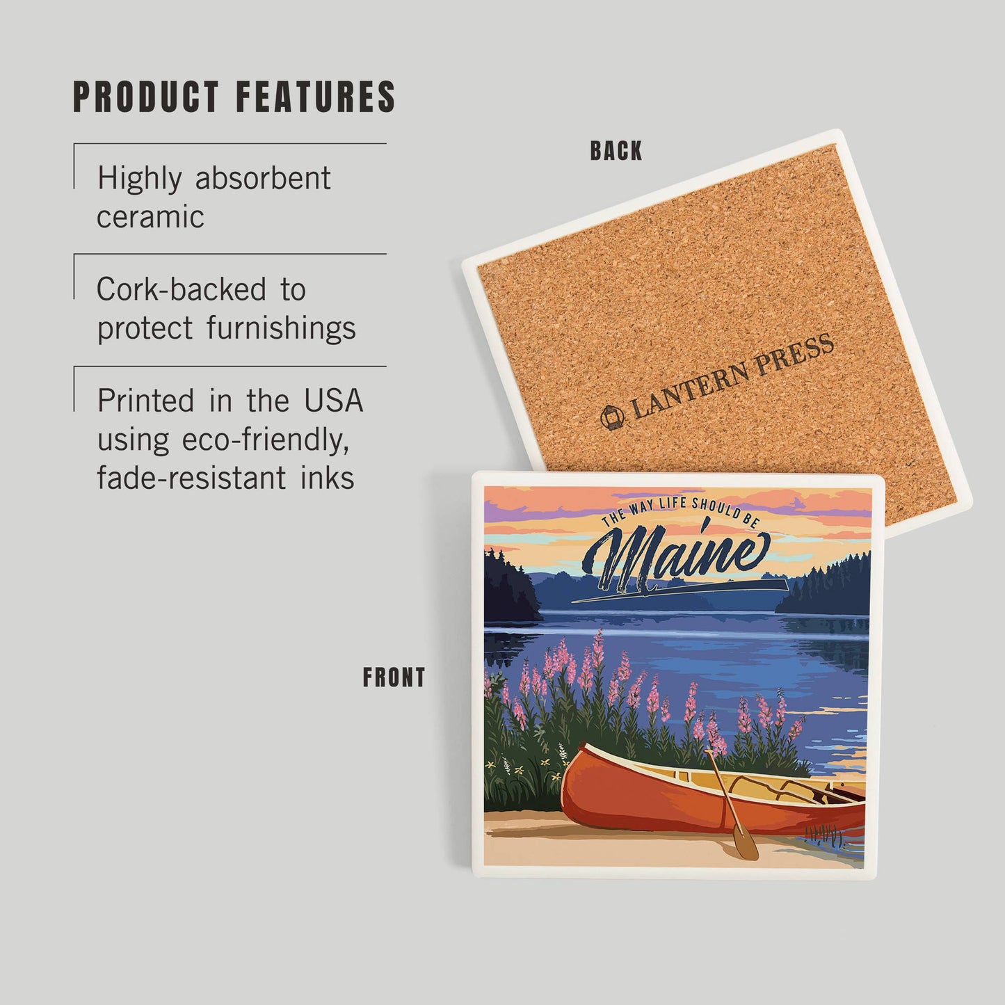 Coaster - Ceramic - Maine - The Way Life Should Be Canoe
