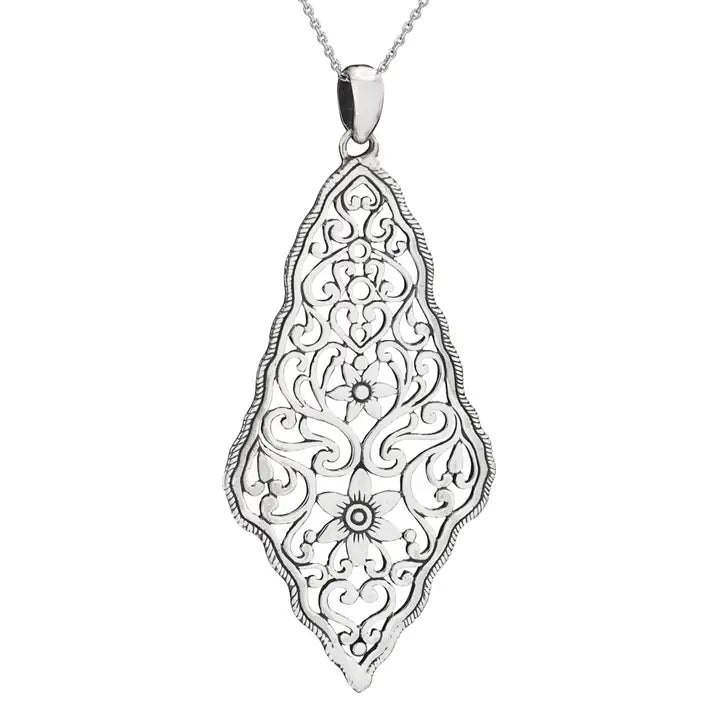 Necklace - Elegance Sterling Silver Scroll Pendant