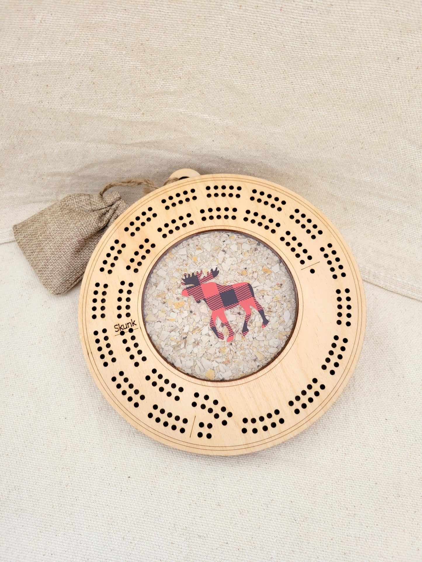 Cribbage Board - Buffalo Plaid Moose